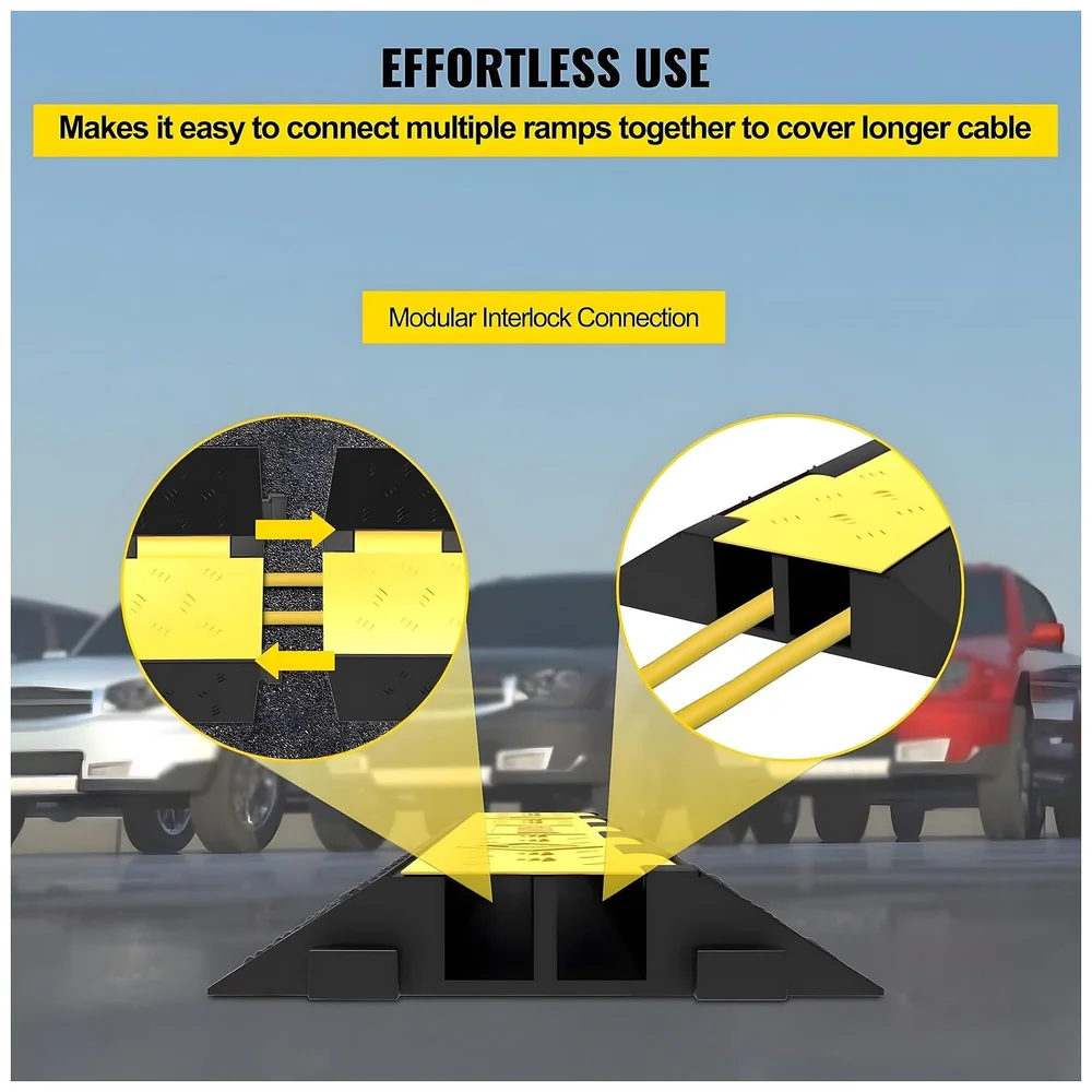 Cable Cover Protector 2 Channel Rubber Flip Open 1 Meter Roads
