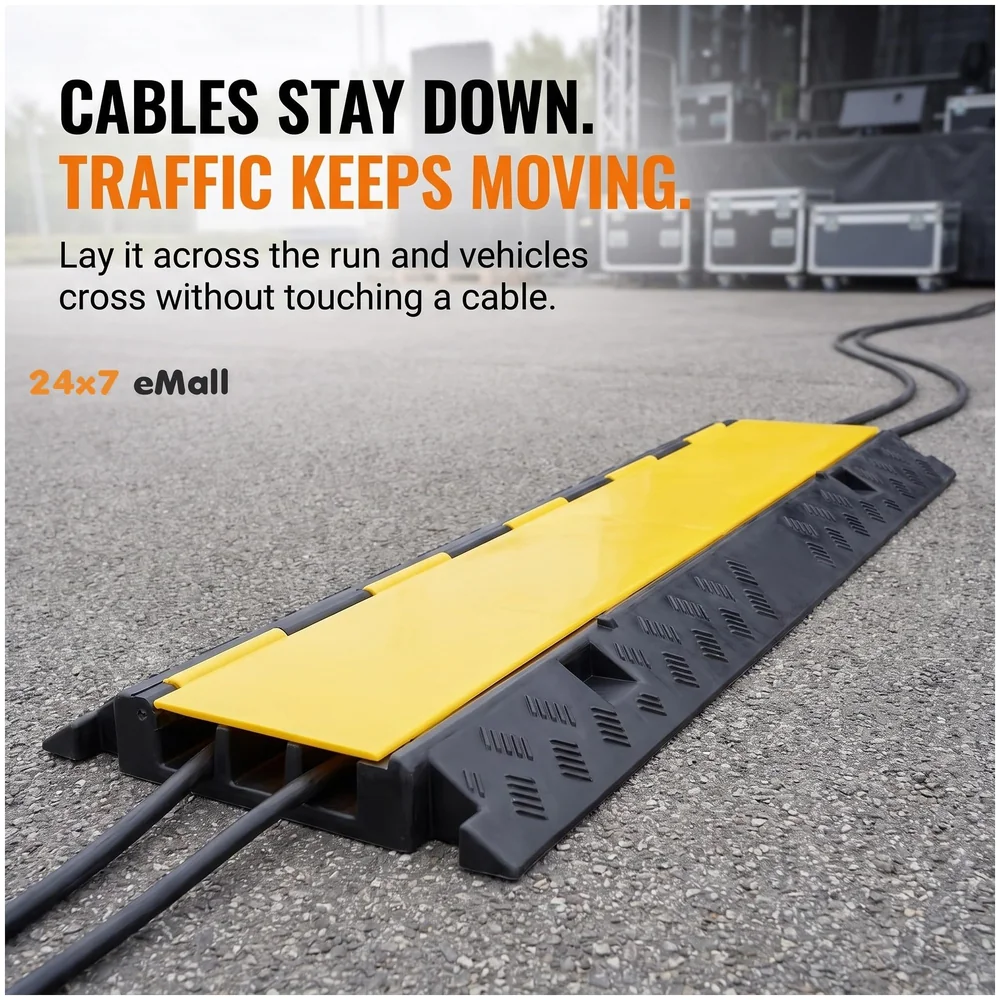 Cable Cover Protector 3 Channel Rubber Flip Open 1 Meter Roads