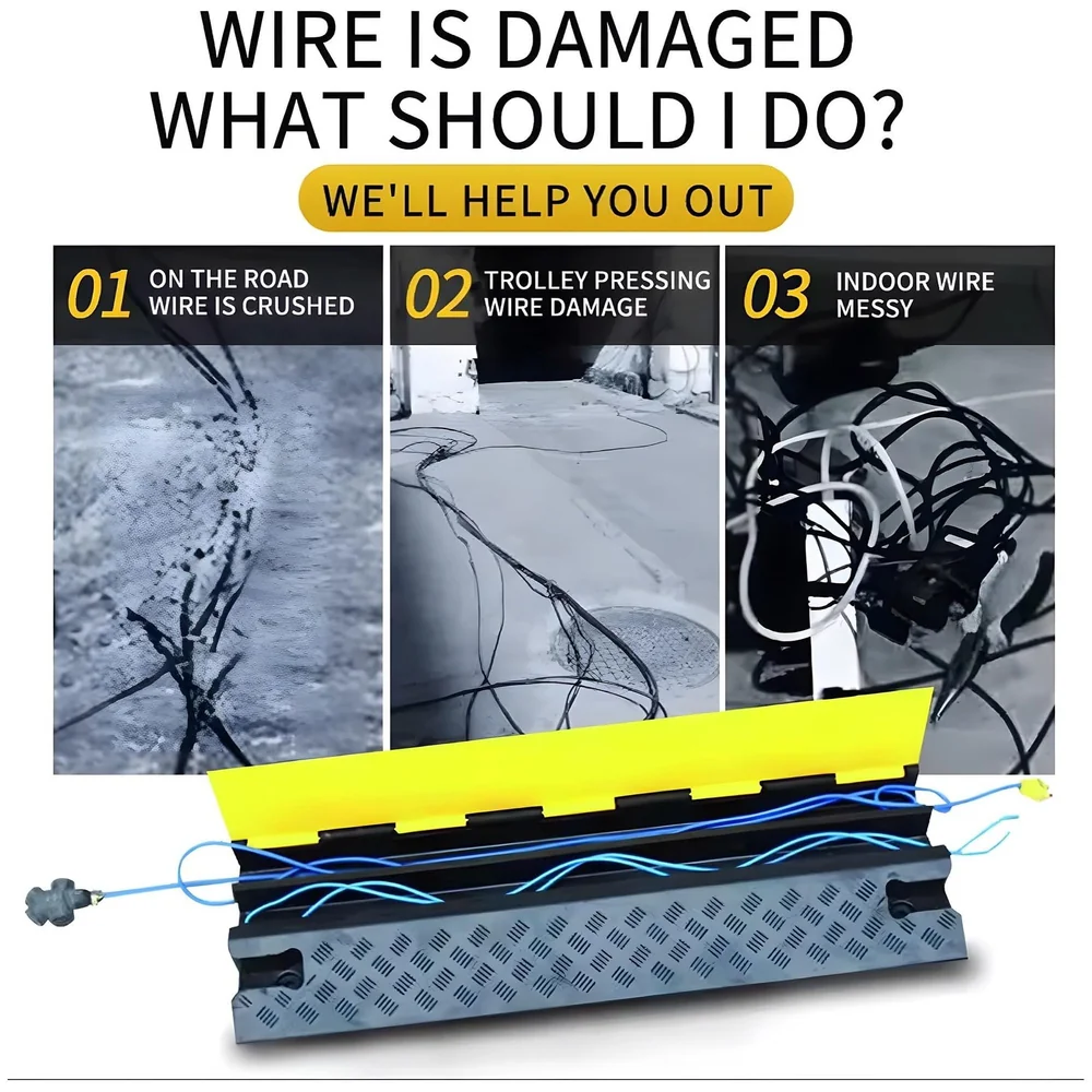 Cable Cover Protector 3 Channel Rubber Flip Open 1 Meter Roads