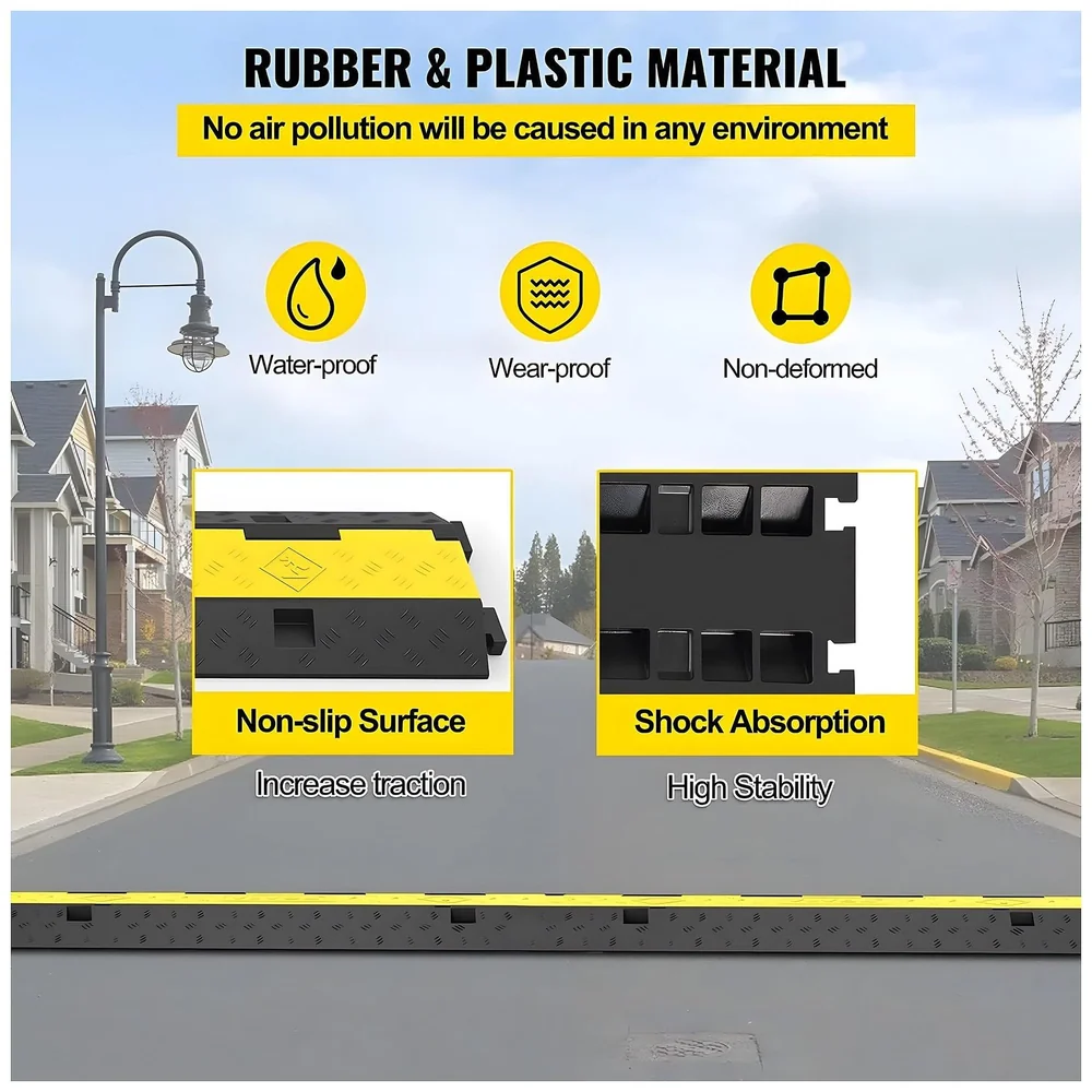 Cable Cover Protector 3 Channel Rubber Flip Open 1 Meter Roads