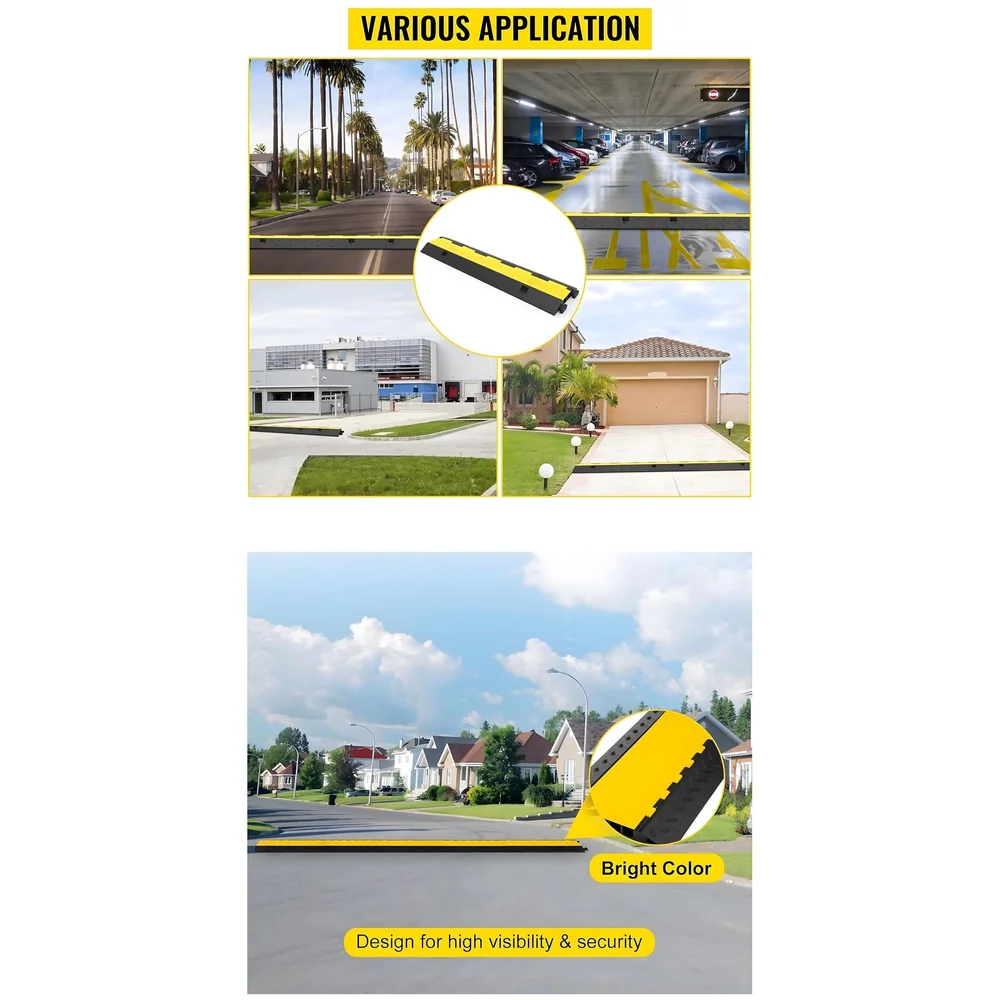 Cable Cover Protector 3 Channel Rubber Flip Open 1 Meter Roads