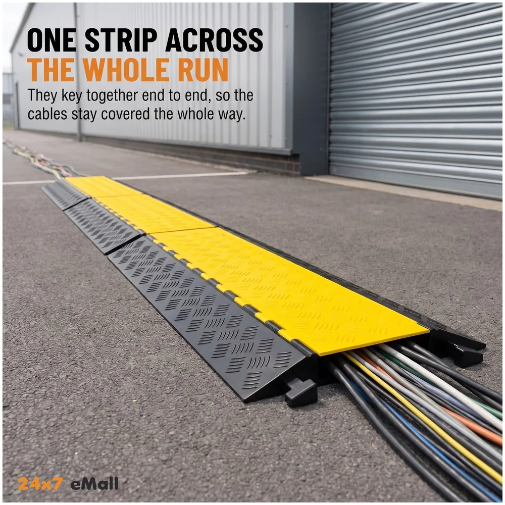 Cable Cover Protector 5 Channel Rubber Flip Open 1 Meter Roads