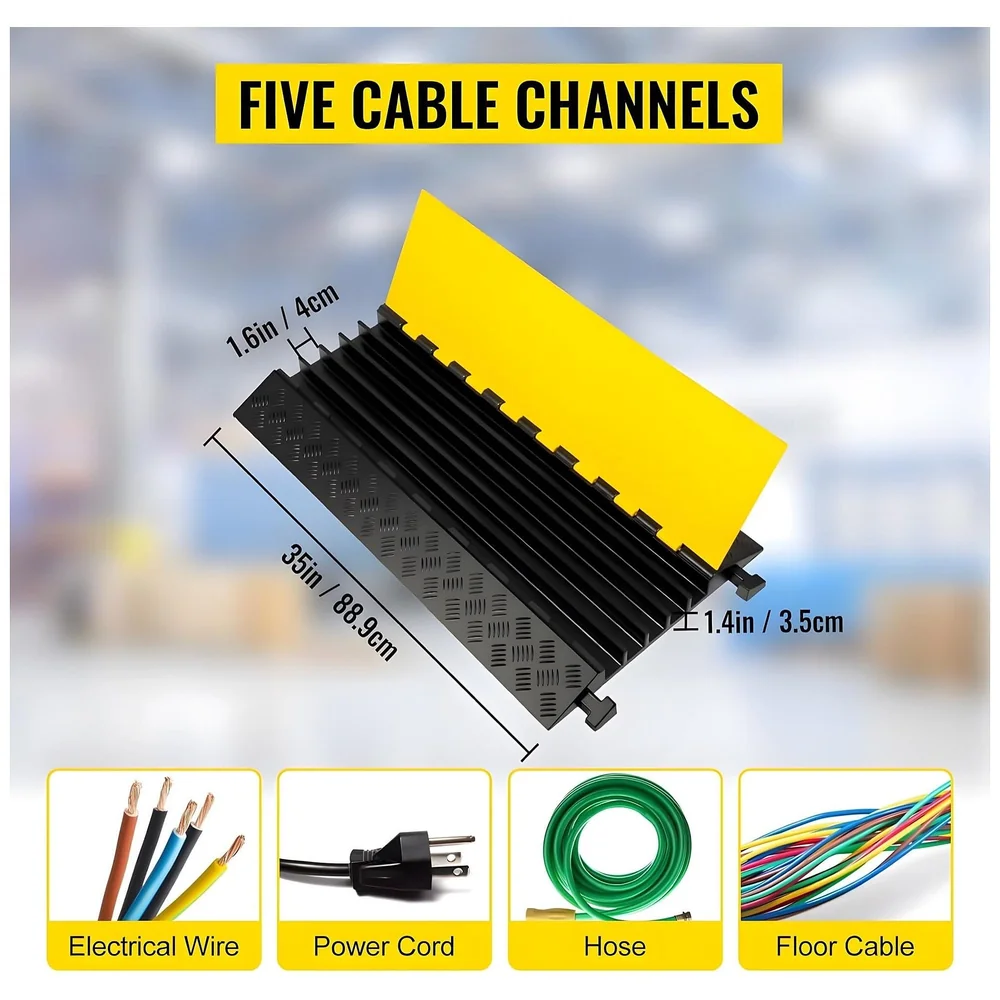 Cable Cover Protector 5 Channel Rubber Flip Open 1 Meter Roads