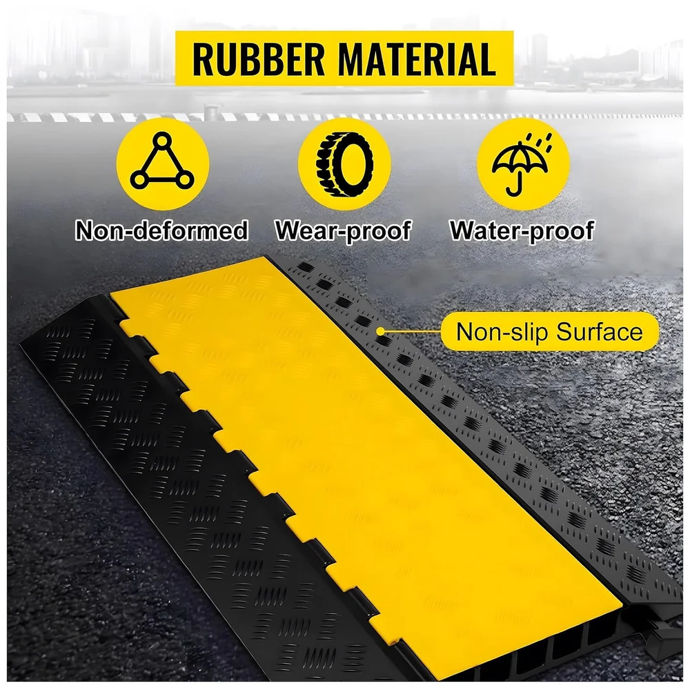 Cable Cover Protector 5 Channel Rubber Flip Open 1 Meter Roads