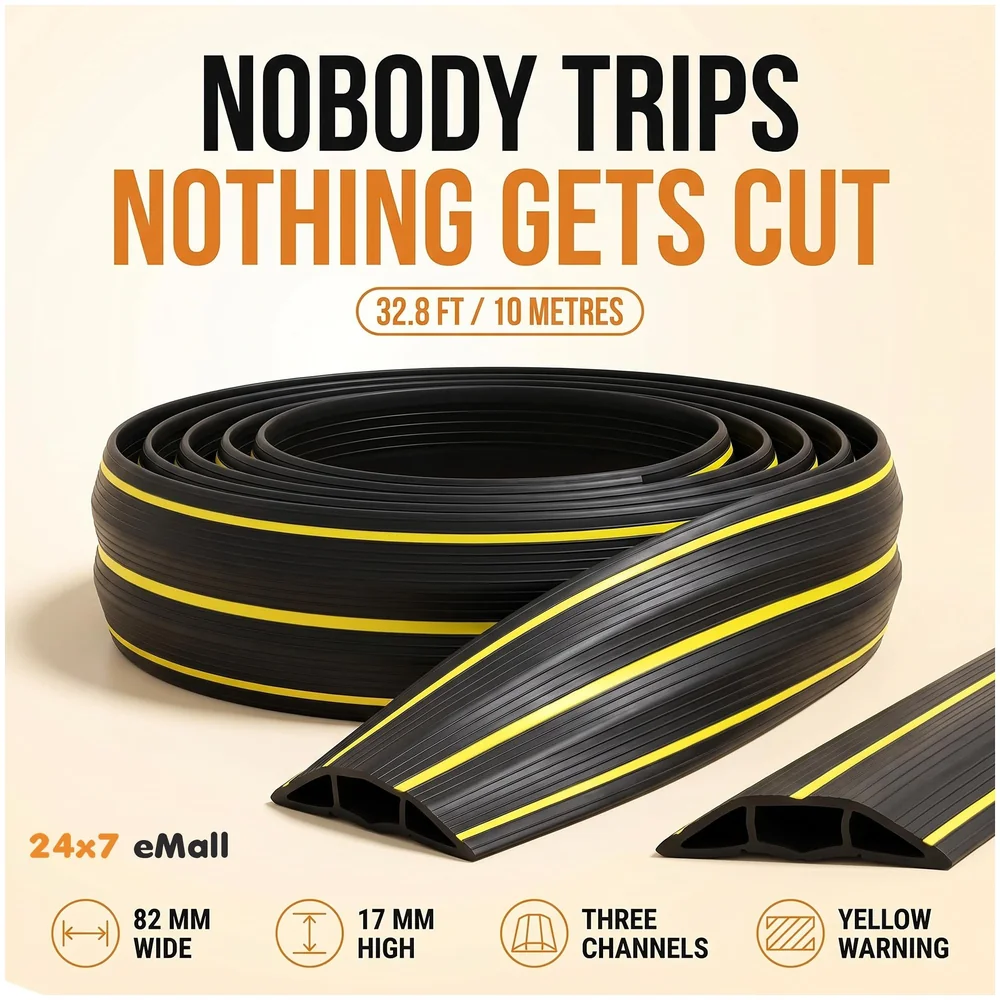 32.8 ft Floor Cable Cover 10 M 82 x 17 mm Cord Wire Protector