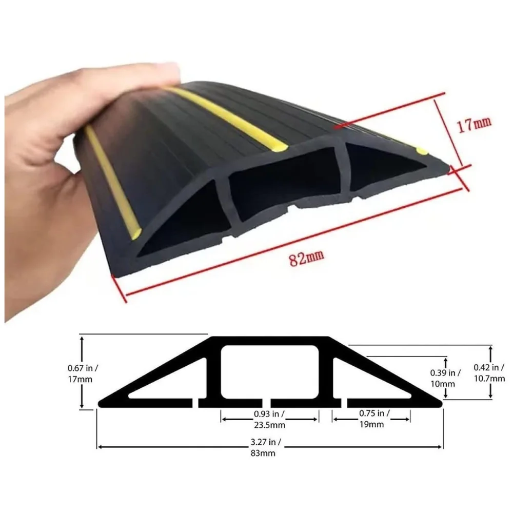 3.28 ft Floor Cable Cover 1 M 82 x 17 mm Cord Wire Protector Set