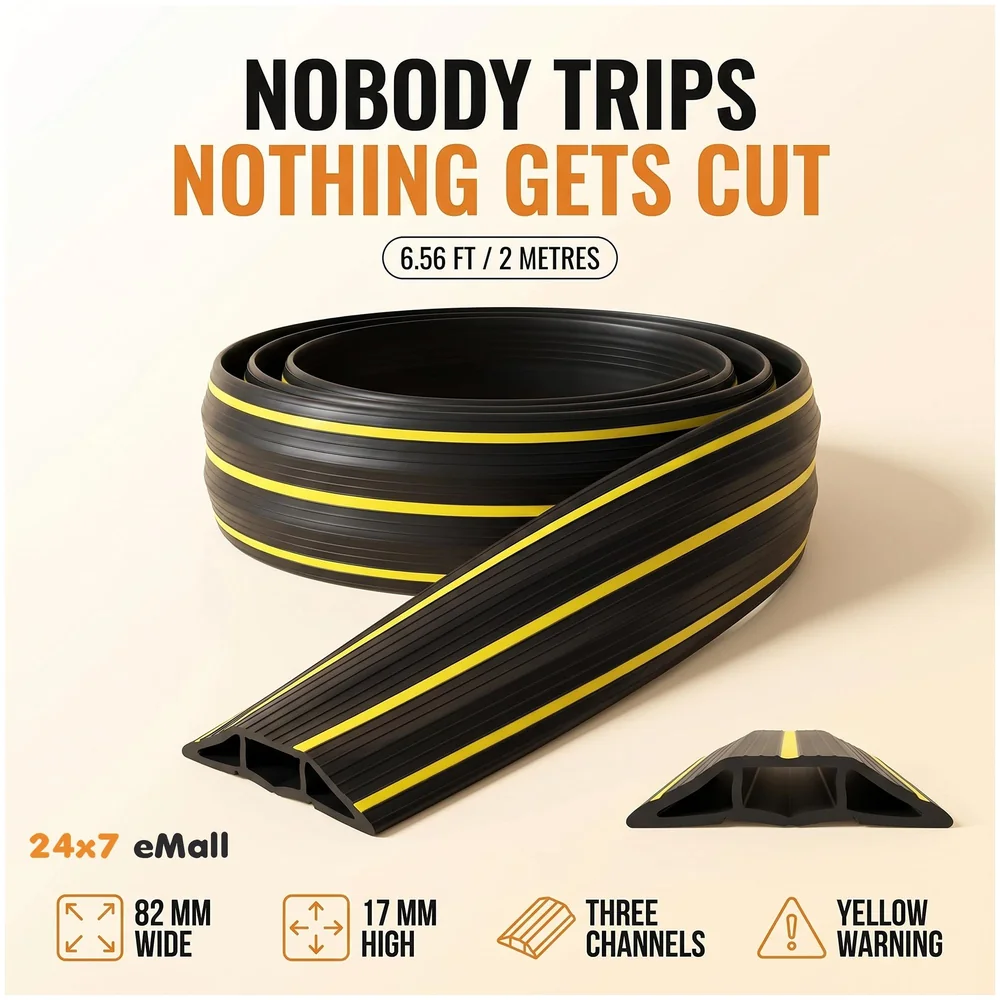 6.56 ft Floor Cable Cover 82 x 17 mm Cord Wire Protector Home