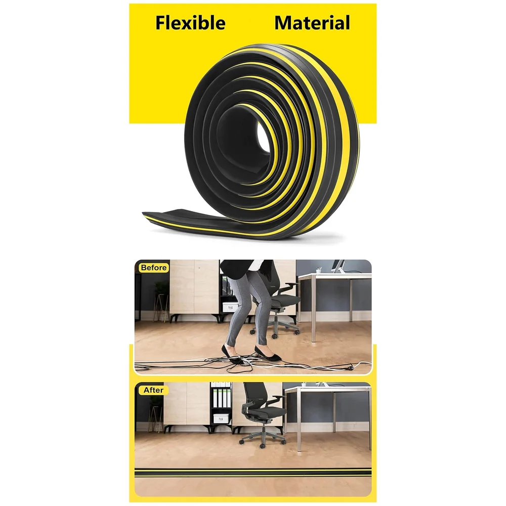 6.56 ft Floor Cable Cover 82 x 17 mm Cord Wire Protector Home