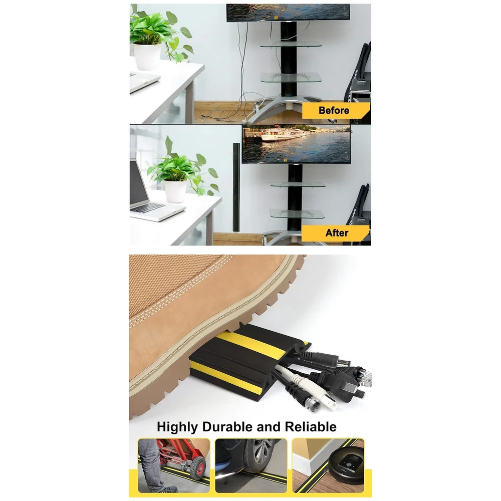 6.56 ft Floor Cable Cover 82 x 17 mm Cord Wire Protector Home