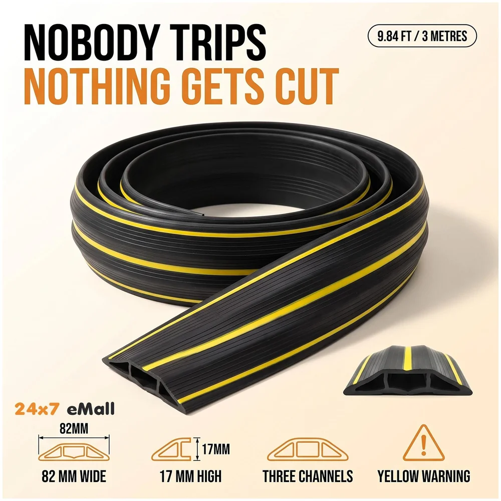 9.84 ft Floor Cable Cover 82 x 17 mm Cord Wire Protector Home