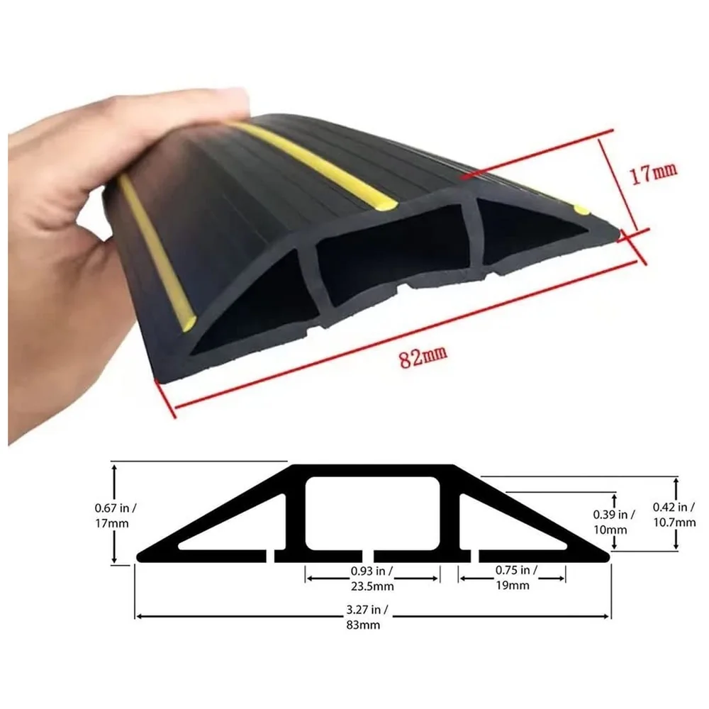 22.97 ft Floor Cable Cover 82 x 17 mm Cord Wire Protector Home