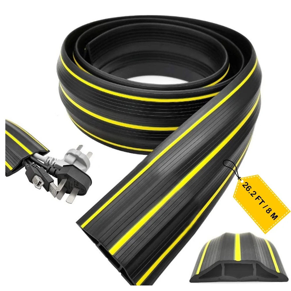 Floor Cable Cover, Perfect for an Office, Home, Workshop, Warehouse, Concert, Or Other Outdoor Setting, Floor Cords, Cables and Wires Protector 82 mm X 17 mm X (8 Meter)