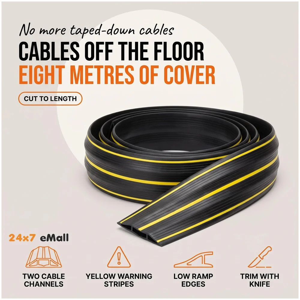 26.25 ft Floor Cable Cover 82 x 17 mm Cord Wire Protector Home