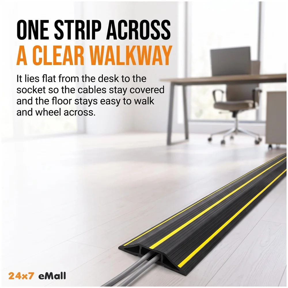 26.25 ft Floor Cable Cover 82 x 17 mm Cord Wire Protector Home