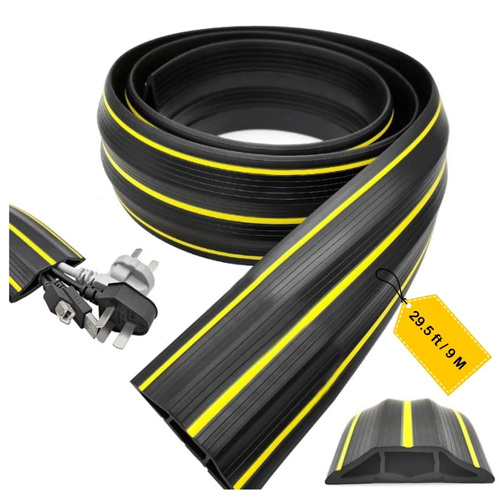 Floor Cable Cover, Perfect for an Office, Home, Workshop, Warehouse, Concert, Or Other Outdoor Setting, Floor Cords, Cables and Wires Protector 82 mm X 17 mm X (9 Meter)