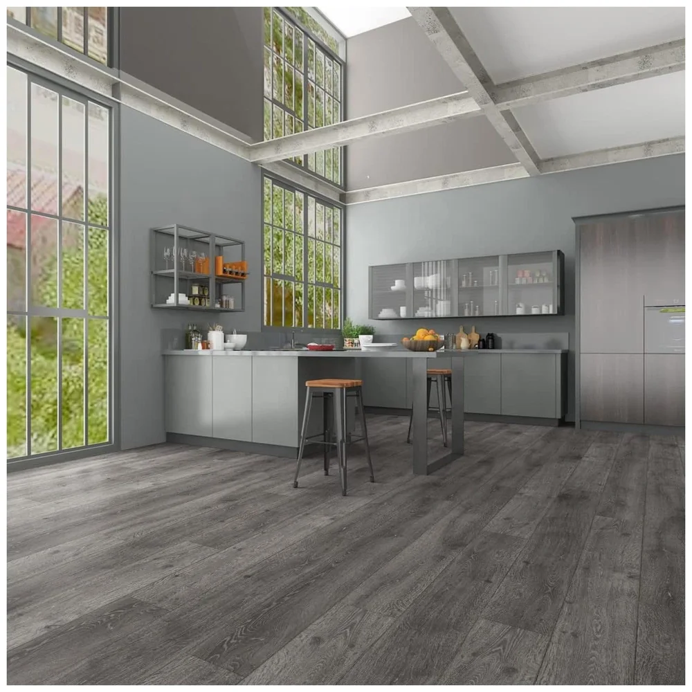 Light Grey PVC Wood Floor Planks Flooring Tiles Self Adhesive Peel & Stick Grey Wooden Design 18 Planks 27 Square feet Light grey Wood Colour