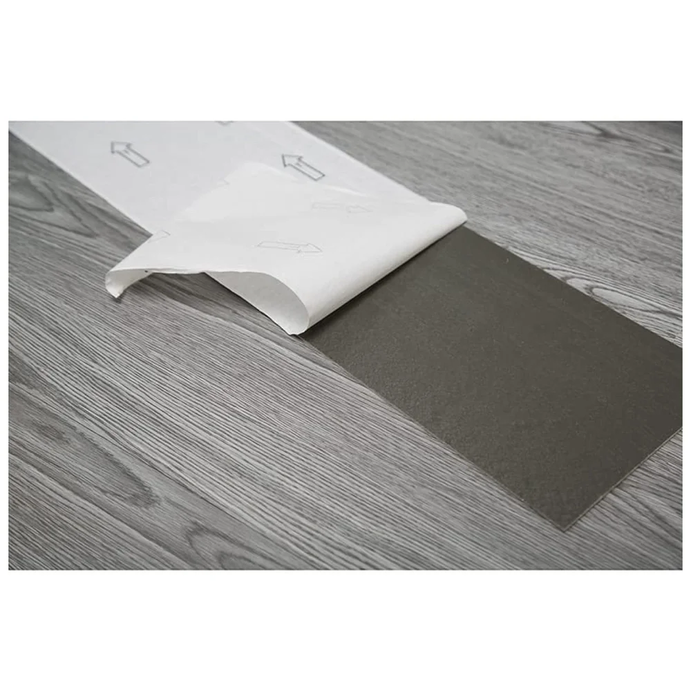 Light Grey PVC Wood Floor Planks Flooring Tiles Self Adhesive Peel & Stick Grey Wooden Design 18 Planks 27 Square feet Light grey Wood Colour