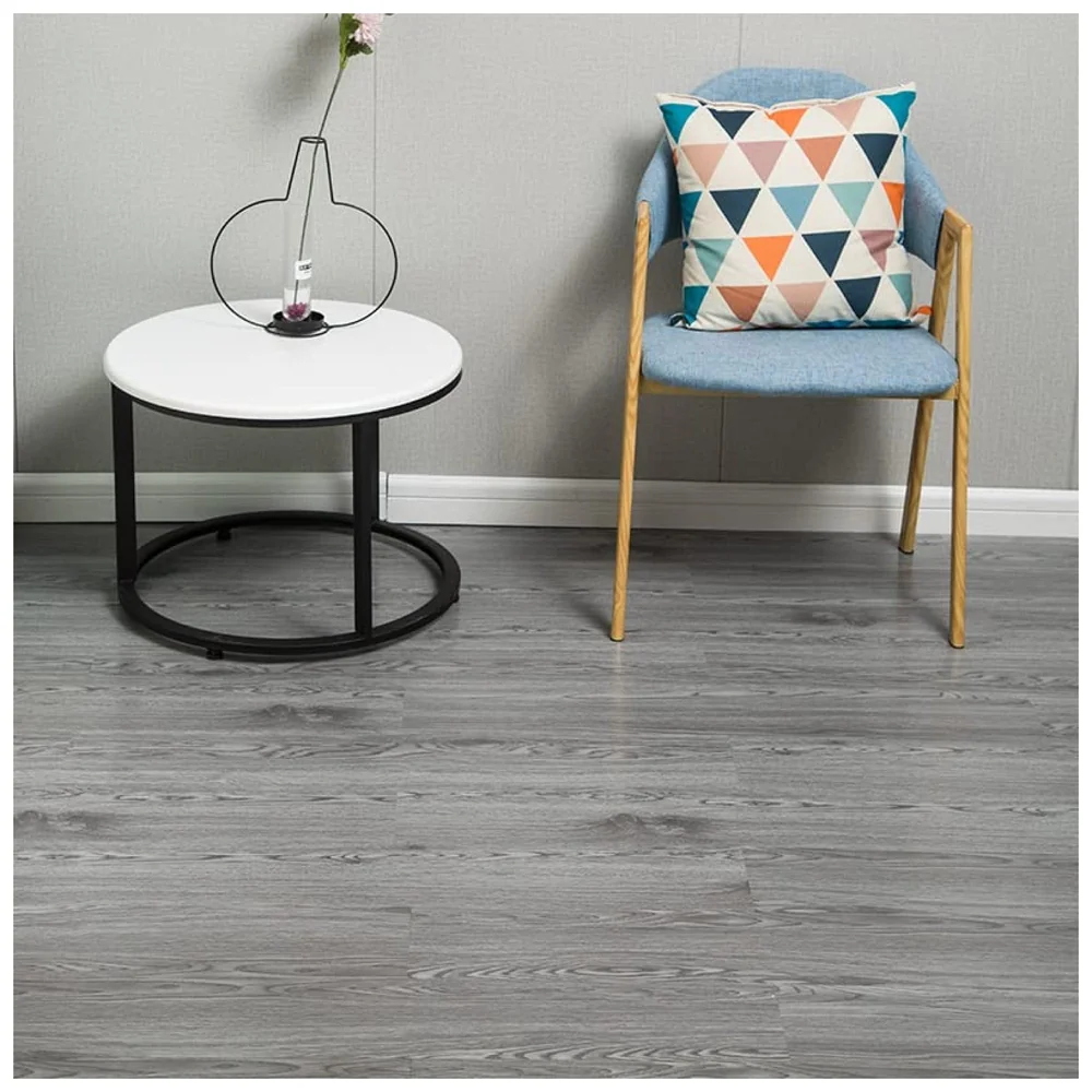 Light Grey PVC Wood Floor Planks Flooring Tiles Self Adhesive Peel & Stick Grey Wooden Design 18 Planks 27 Square feet Light grey Wood Colour
