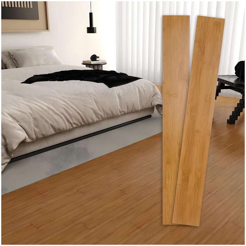 Brown PVC Wood Floor Planks Flooring Tiles With Self Adhesive Peel & Stick Wooden Design-18 Planks -27 Square feet- Honey Wood Colour - Premium
