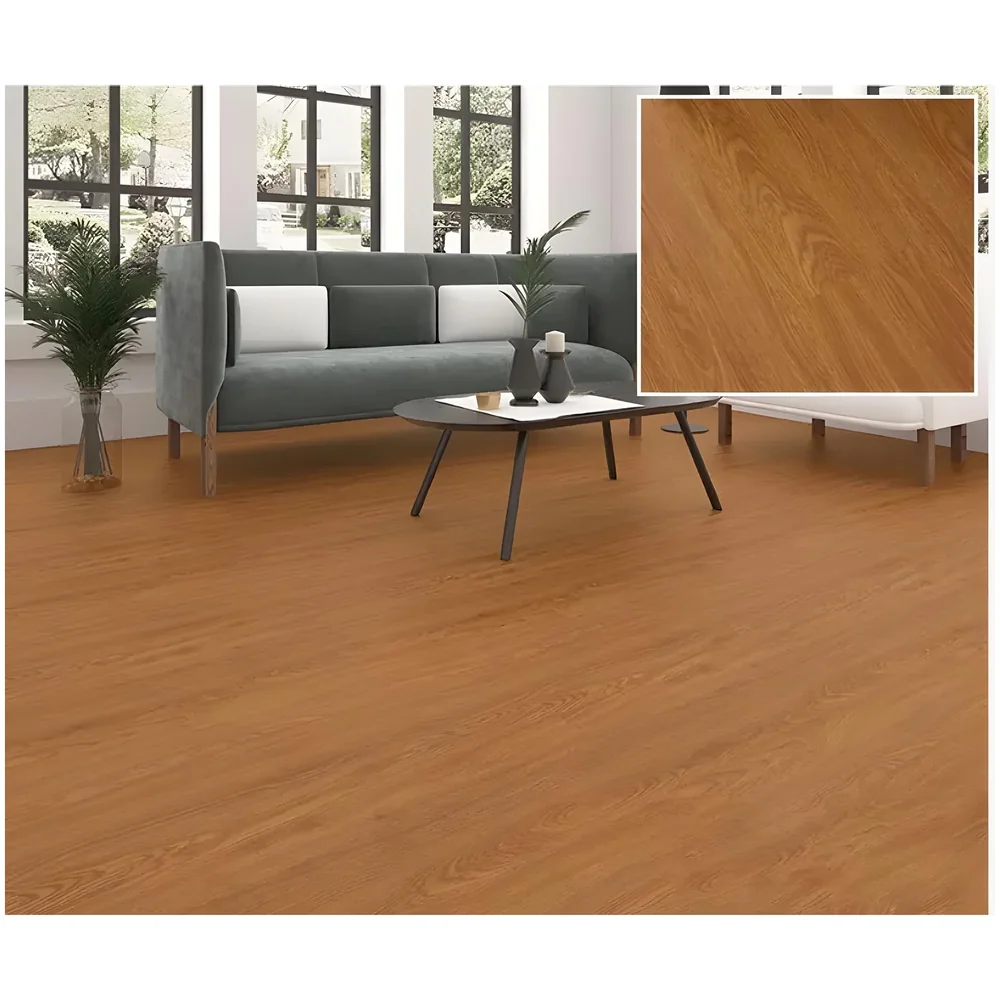 18 Pcs Amber PVC Wood Floor Planks Peel and Stick 27 Sq Ft Warm