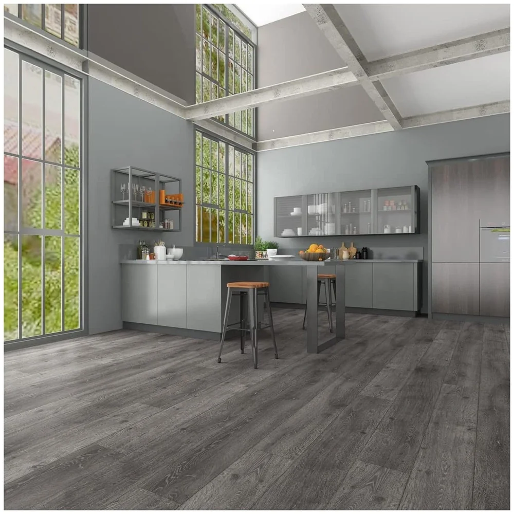 18 Pcs Light Grey Oak PVC Wood Floor Planks Peel Stick 27 Sq Ft
