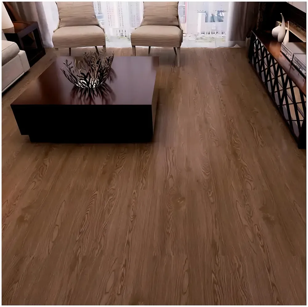 Dark Brown PVC Wood Floor Planks Flooring Tiles With Self Adhesive Peel & Stick Wooden Design18 Planks 27 Square feet Walnut Wood Colour