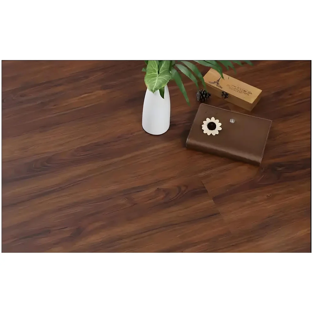 Dark Brown PVC Wood Floor Planks Flooring Tiles With Self Adhesive Peel & Stick Wooden Design18 Planks 27 Square feet Walnut Wood Colour