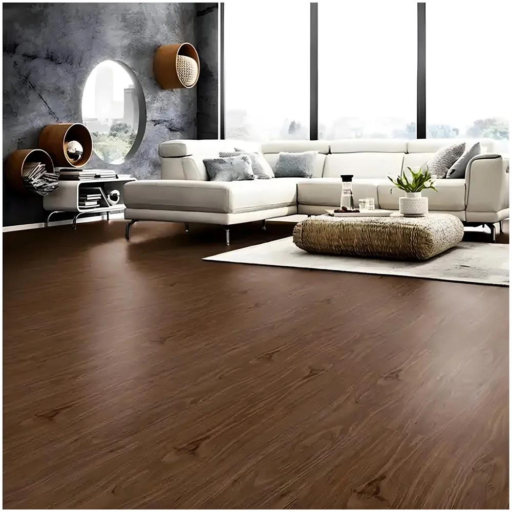 Dark Brown Walnut PVC Wood Floor Planks Flooring Tiles Self Adhesive Peel & Stick Grey Wooden Design 18 Planks 27 Square feet PVC Walnut Wood Colour