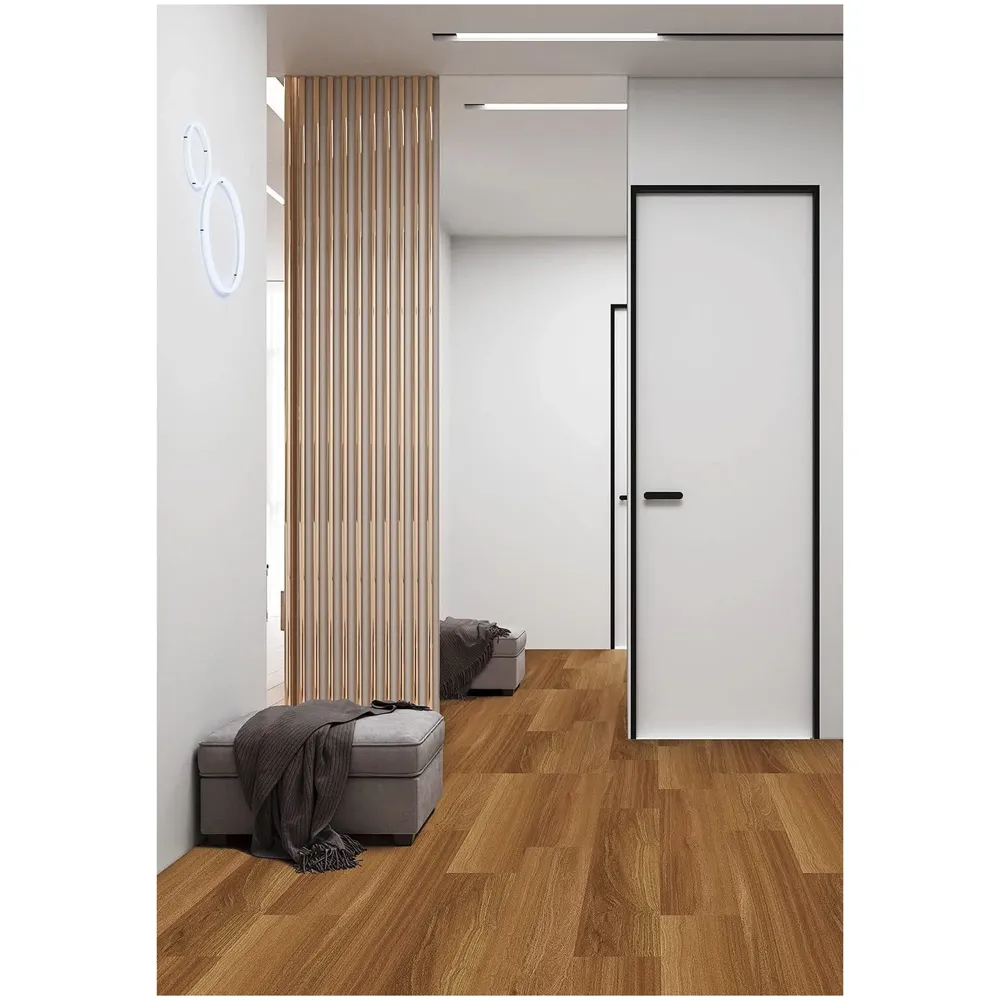 PVC Flooring Planks Tiles Self Adhesive Peel & Stick Wooden Design 18 Planks 27 Square feet. (18, Oak)