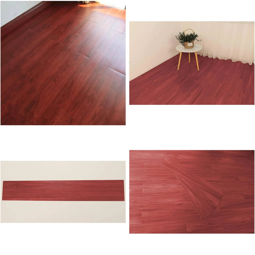 PVC Flooring Planks Tiles Self Adhesive Peel & Stick Wooden Design 18 Planks 27 Square feet. (18, Mahogany)