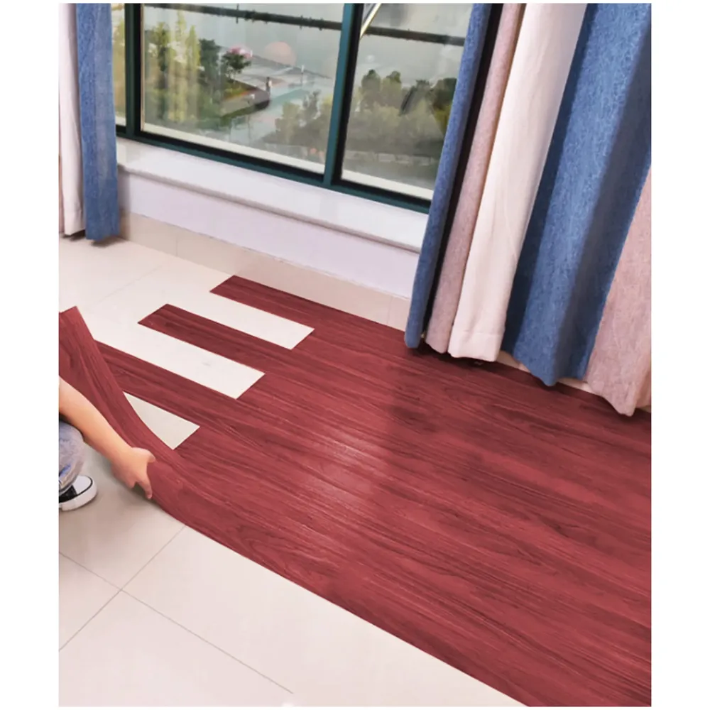 PVC Flooring Planks Tiles Self Adhesive Peel & Stick Wooden Design 1 Plank 1.5 Square feet. (1, Mahogany)