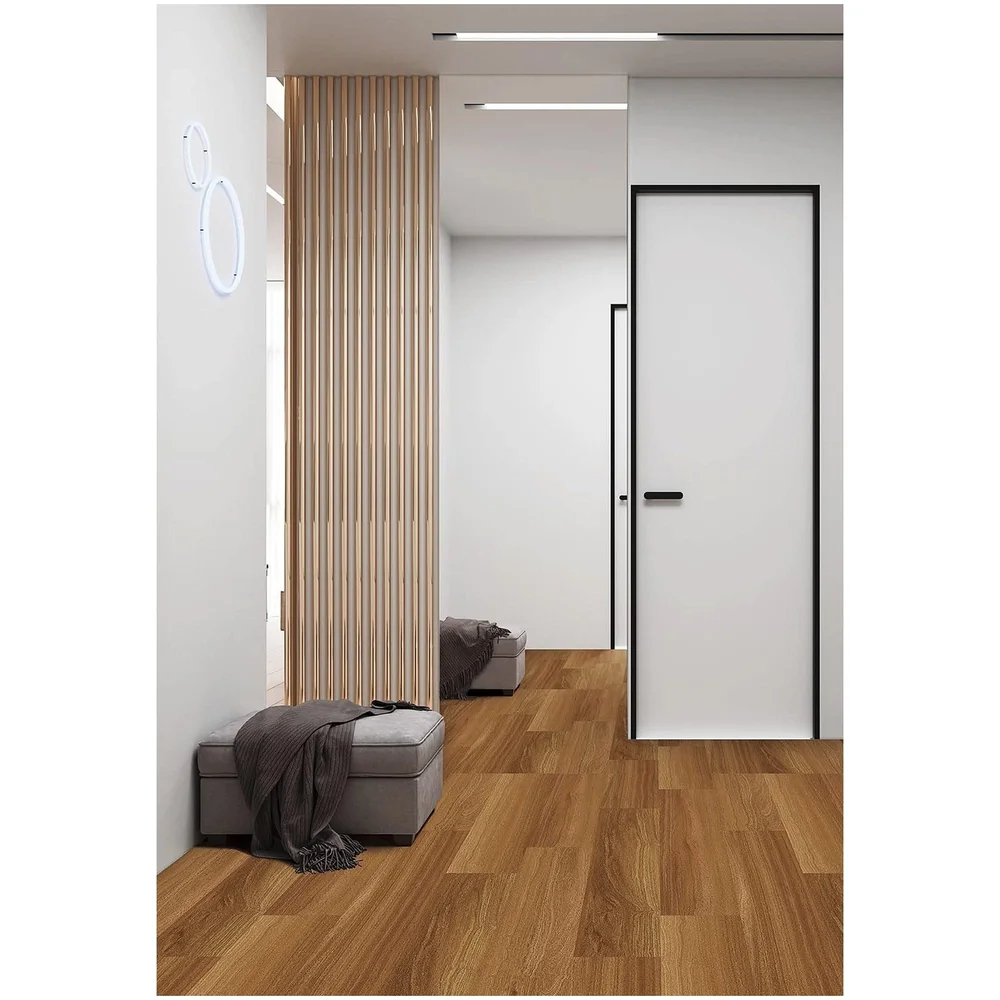 PVC Flooring Planks Tiles Self Adhesive Peel & Stick Wooden Design 18 Planks 27 Square feet. (18, Natural Oak)