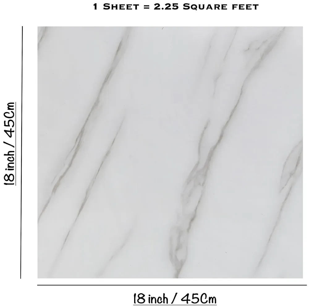 PVC Marble Flooring 18 x 18 Inch Tiles Self Adhesive Peel & Stick, 1 Tile is 2.25 Sqft (10 Pcs (22.50 Sqft))