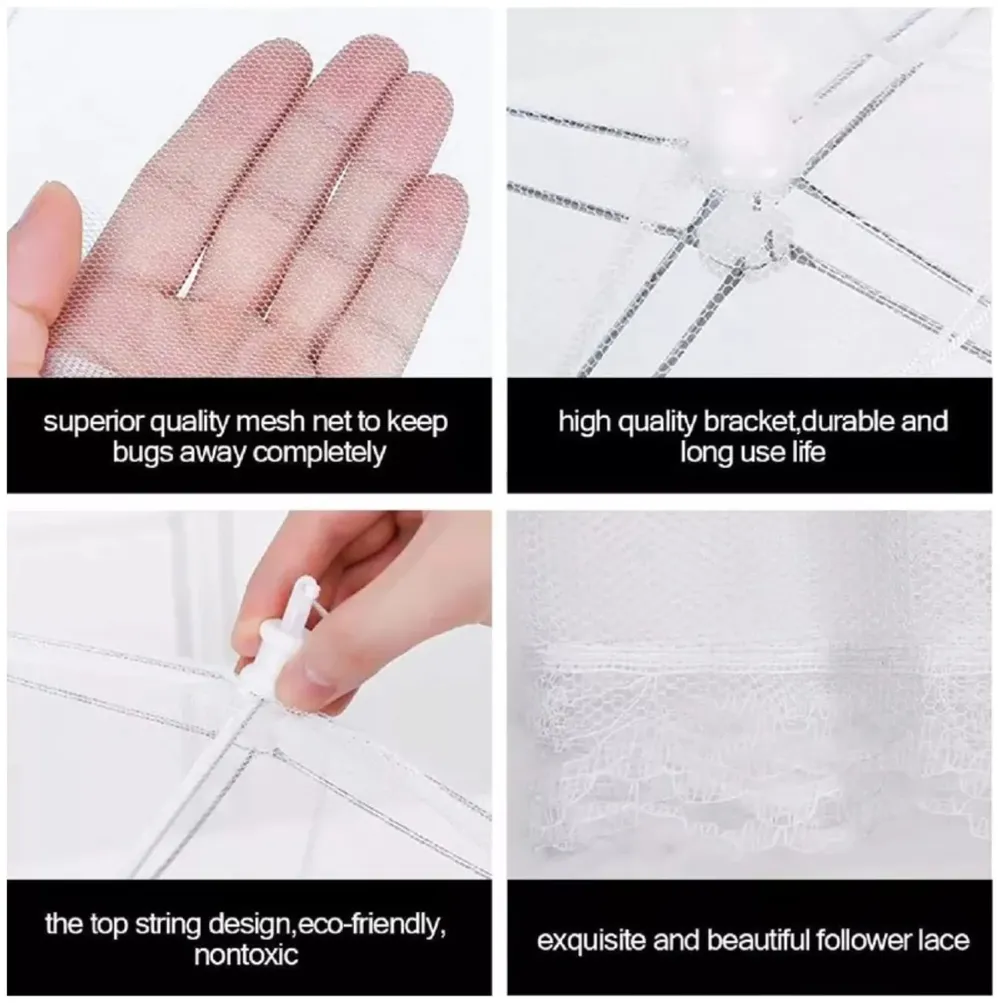 Pop-Up Mesh Food Covers 6 Pcs Tent Umbrella 17 inch Reusable and Collapsible Screen Net Protectors for Outdoors Parties Picnics -White (6)