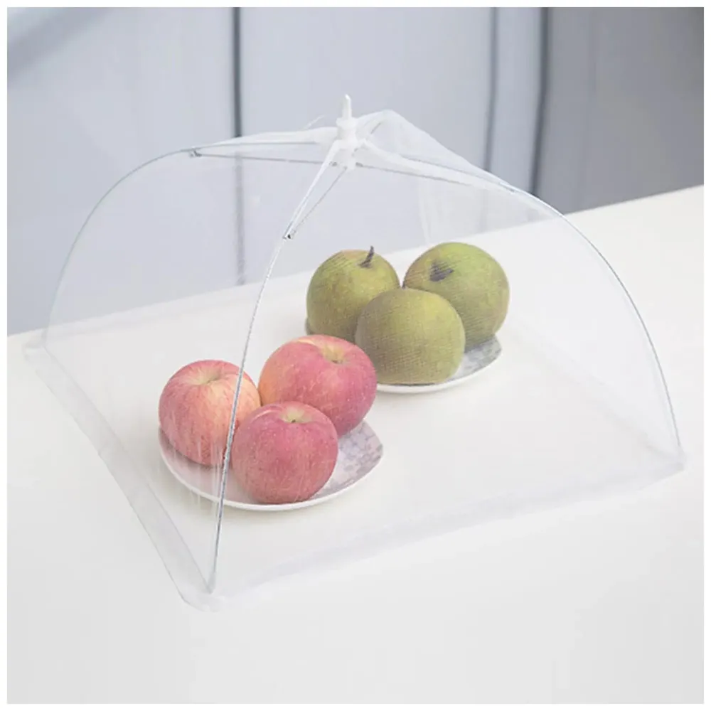 Pop-Up Mesh Food Covers 6 Pcs Tent Umbrella 17 inch Reusable and Collapsible Screen Net Protectors for Outdoors Parties Picnics -White (6)