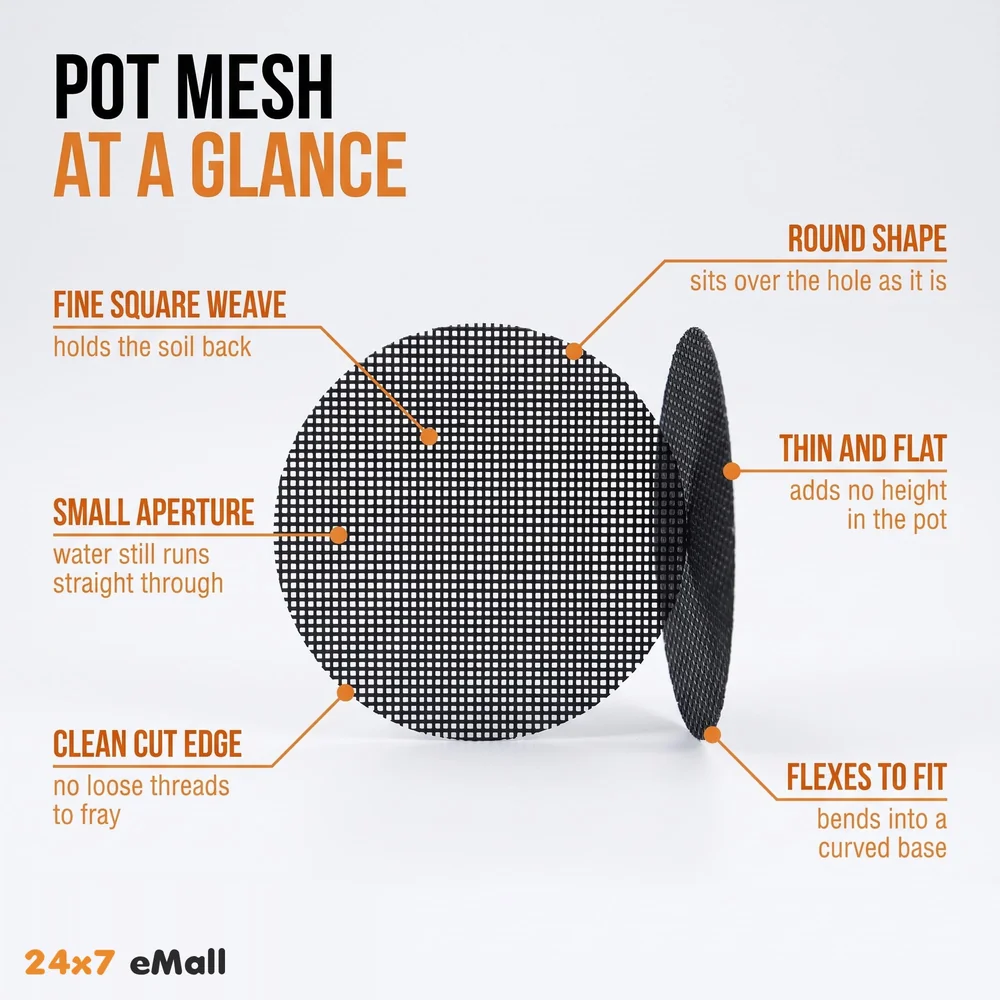 50 pcs Flower Pot Hole Mesh Jali 10 Cm x 10 Cm to Prevent Soil Loss for All Types of Pot Plants Home Garden Soil Erosion Prevention.