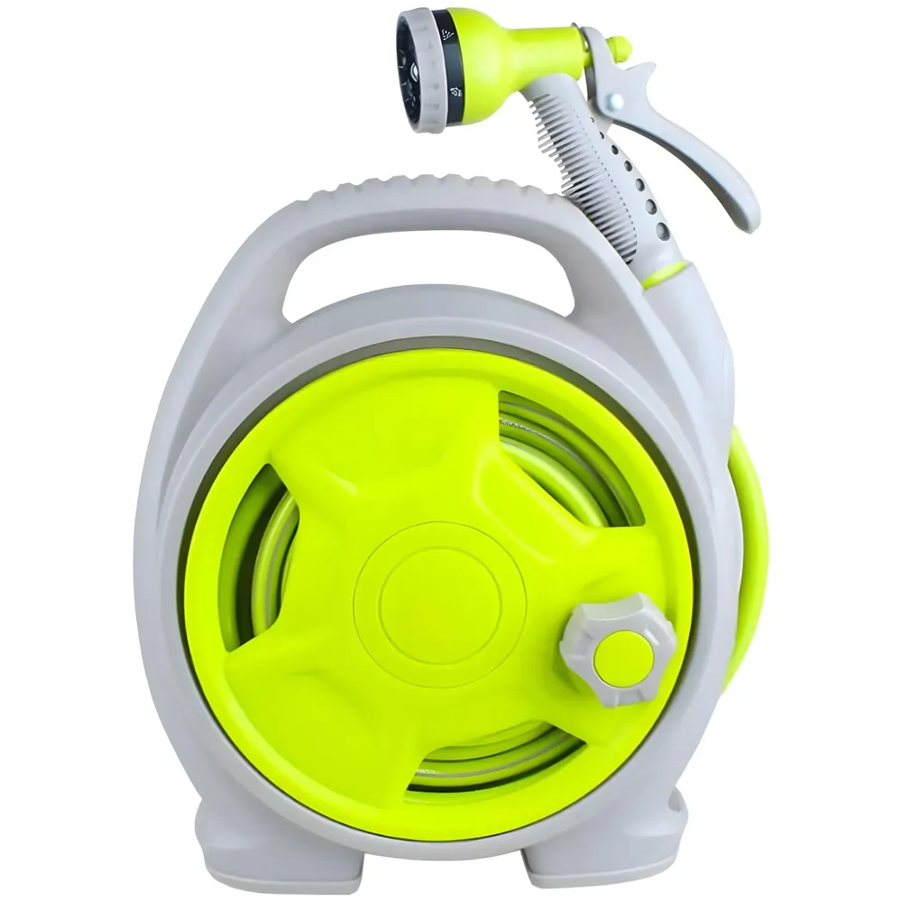 Garden Hose Reel, Retractable Hose Reel, Heavy Duty 50 Ft Portable Garden Hose Reel With 7 Patterns Spray Nozzle For Garden Watering, Car Washing, Pet (Green)