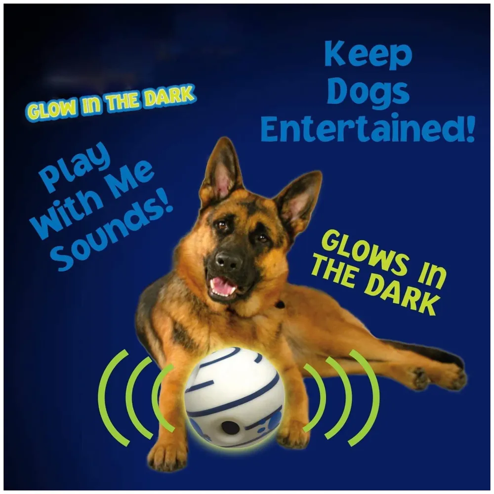 Glow Funny Sound Ball Interactive Dog Toy, Fun Sounds When Rolled or Shaken Funny Sound Ball Laughing Ball for Medium Large Pet Dogs, 5.5 Inch