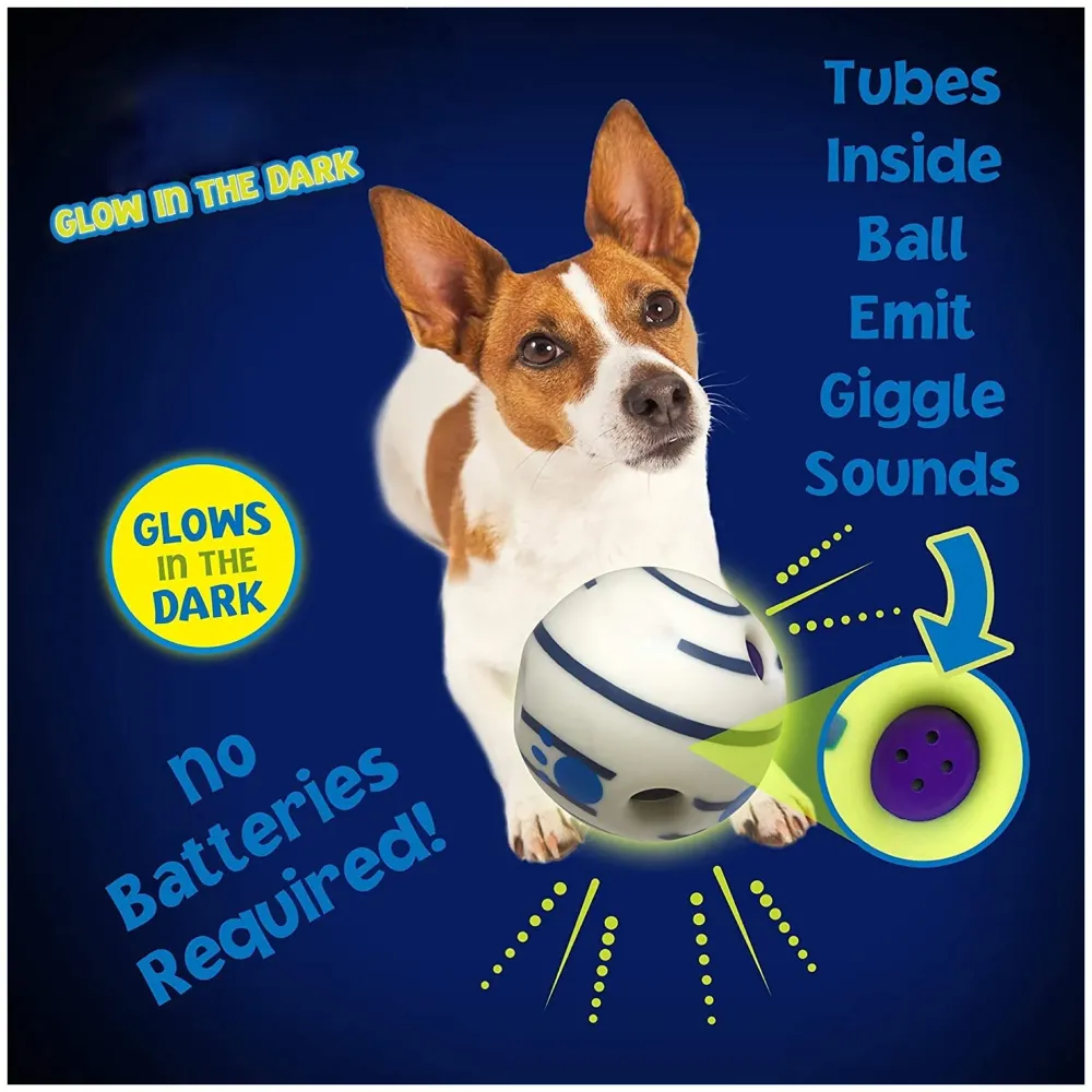 Glow Funny Sound Ball Interactive Dog Toy, Fun Sounds When Rolled or Shaken Funny Sound Ball Laughing Ball for Medium Large Pet Dogs, 5.5 Inch