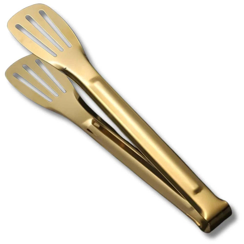 Gold Stainless Steel Tong (Chimta) for Rotis Buffet Desserts Salads Buffet Utensils Cutlery Non-Stick Golden