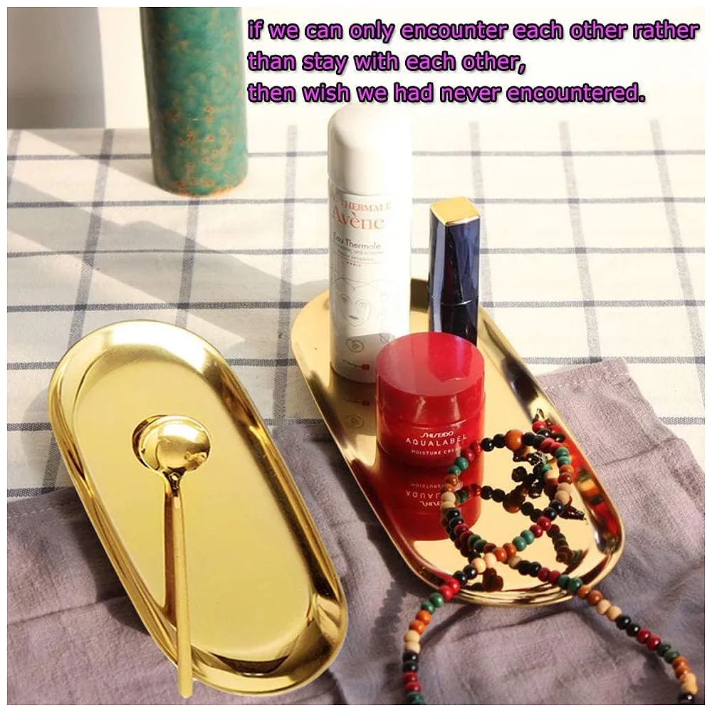 Gold Serving Tray Stainless Steel 18 x 9 cm for Food, Jewellery