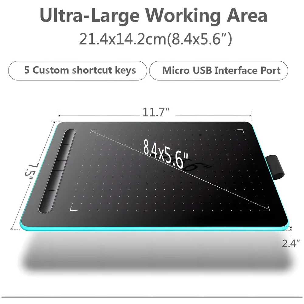 Large Graphics Drawing Tablet 11.7 x 7.5 inch Pen 8192 Pressure