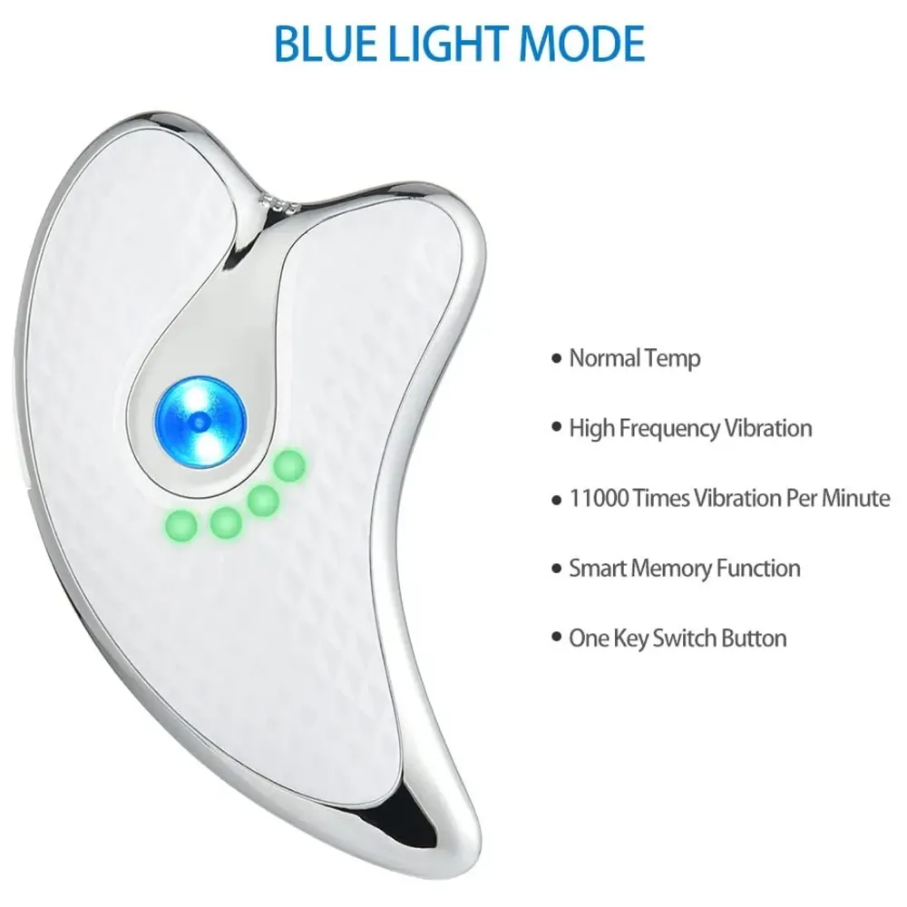 Gua sha Device, Gua Sha Stone with Heat & Vibration Face Massager Micro-Current Face Sculpting Tool, Double Anti-Aging Wrinkle Removal Skin Tightening, Neck Lifting Device, Face Lifting