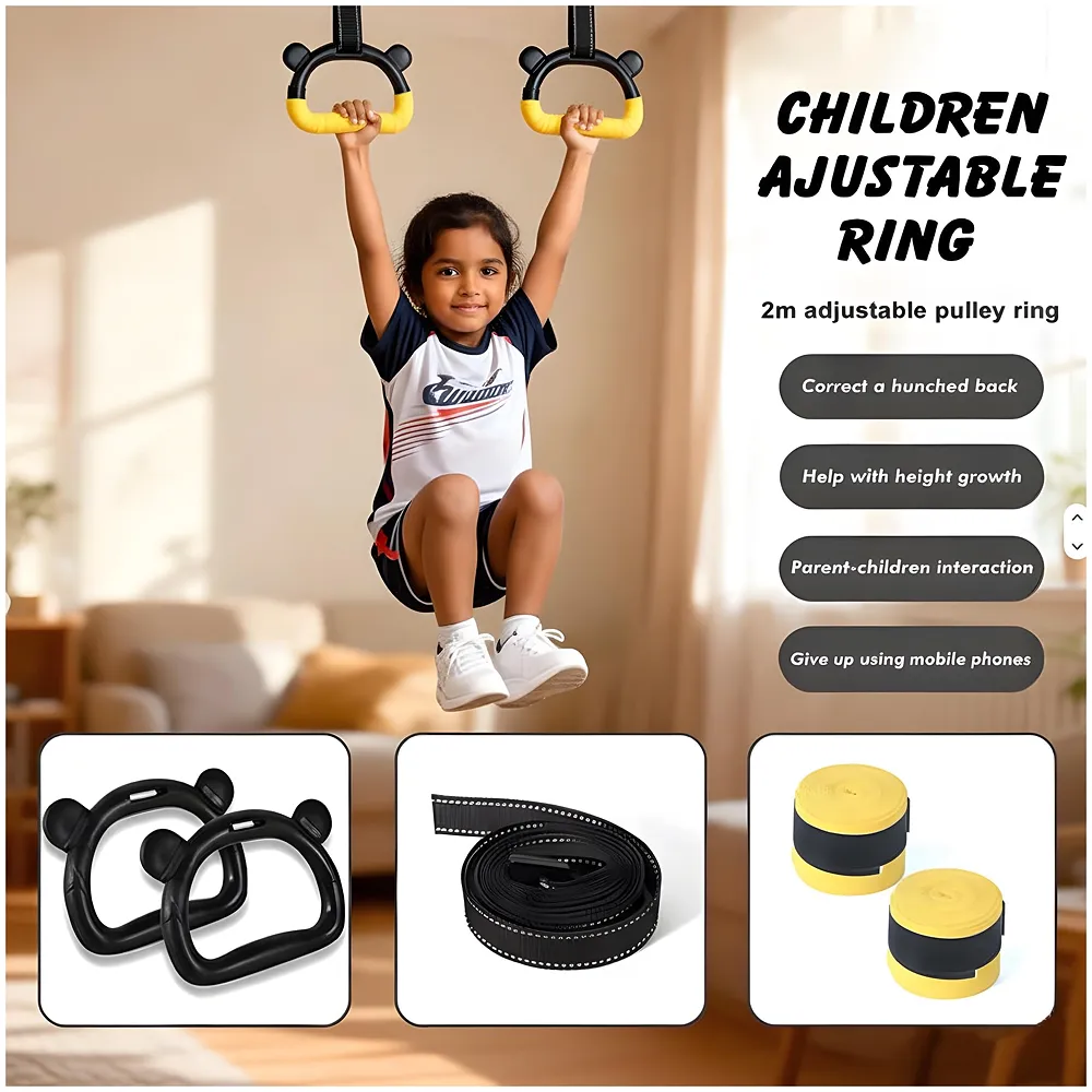 2 Pcs Kids Gymnastic Hanging Rings Panda Shape 2 m Nylon Strap
