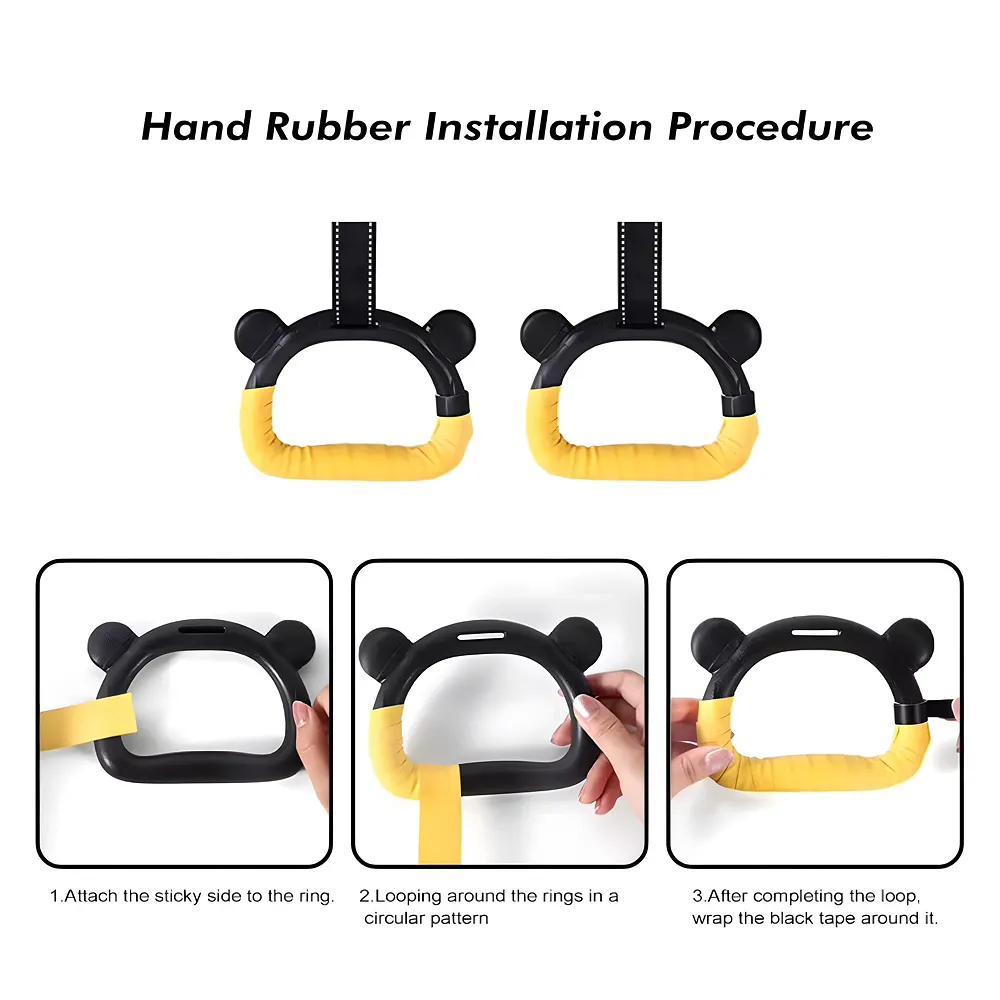 2 Pcs Kids Gymnastic Hanging Rings Panda Shape 2 m Nylon Strap