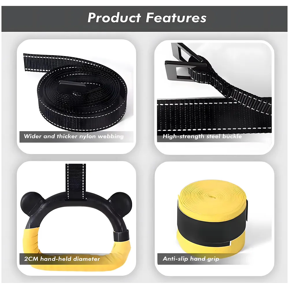 2 Pcs Kids Gymnastic Hanging Rings Panda Shape 2 m Nylon Strap