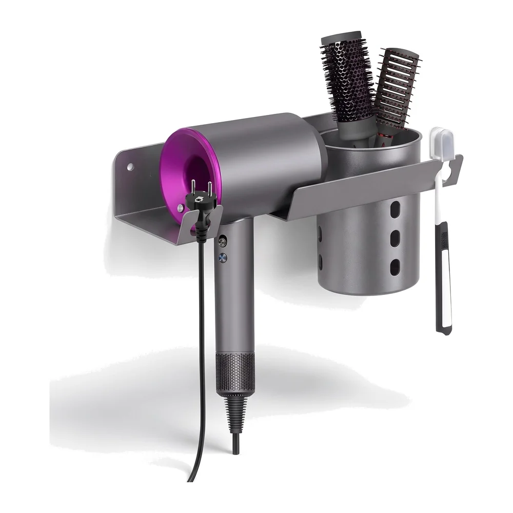 Hair Dryer Stand Rack Bracket, Wall Mounted Tool Organizer for All Hair Dryer, Ideal for Bathroom, Salon, and Dressing Room, Carbon Steel- 9 inch x 4.4 inch