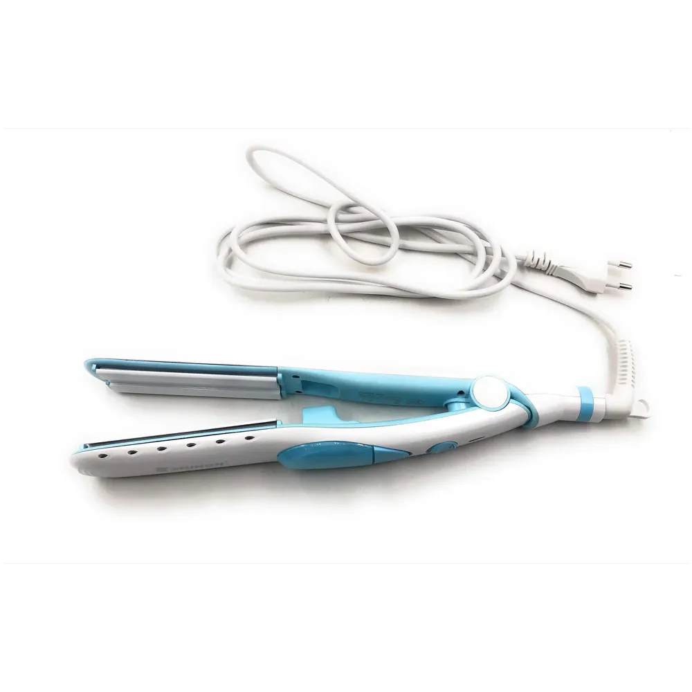 Professional Steam Spray Hair Straightener Curler Tourmaline Ceramic Vapor Flat Iron, with LCD Display and Auto-off Function (Blue)