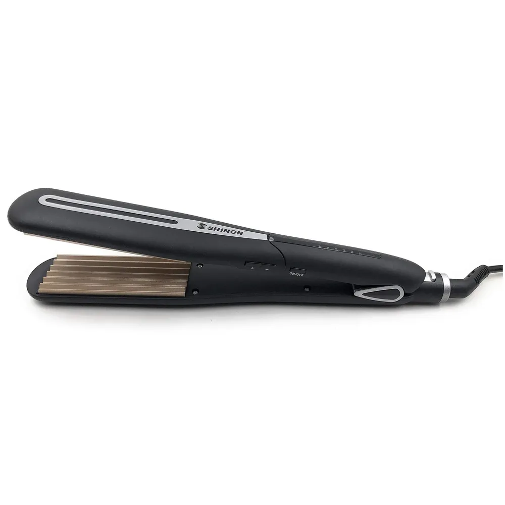 Hair Crimper With LCD Display And 5 Level Temperature Control, Ultra Fast Heat-up And Heat Recovery, Auto Shut-off For safety, Wider Ceramic Plates For smoothness and Shine (Black)
