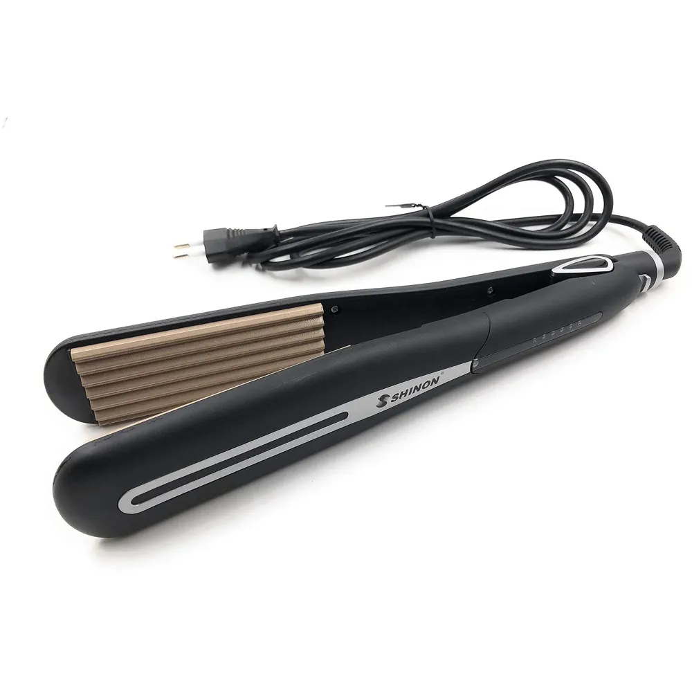 Hair Crimper With LCD Display And 5 Level Temperature Control, Ultra Fast Heat-up And Heat Recovery, Auto Shut-off For safety, Wider Ceramic Plates For smoothness and Shine (Black)
